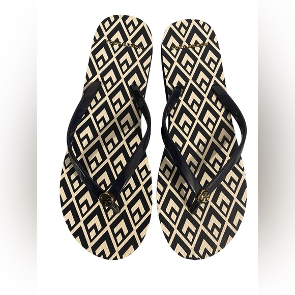 Black and Cream Geometric Sandals - Picture 1 of 3